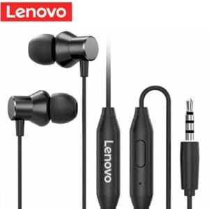 Lenovo Original HF130 Metal Wired Earphones with Microphone for Streming - Black