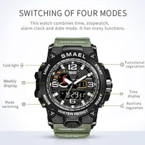 SMAEL Teenager Men’s Watch – Analog-Digital, 50m Waterproof