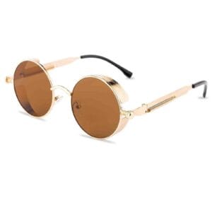 5-Retro Steampunk Sunglasses for Women & Men Round Metal Tinted Shades