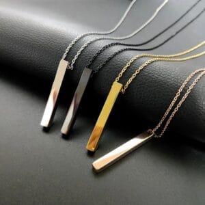 Unisex Jimmy Key Gold Bar Figured Chain Necklace