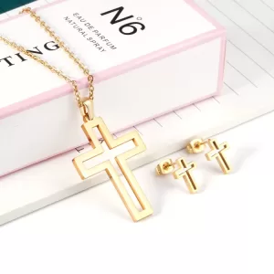 Punk Vintage Jesus Cross Jewelry Set - Necklace & Earrings for Women