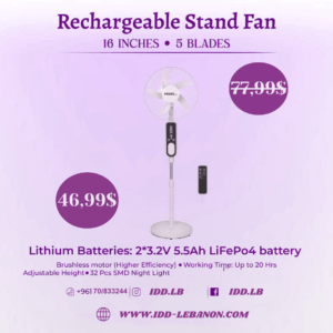 Rechargeable Stand Fan 16" with Remote Control