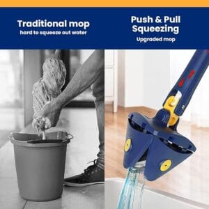 Portable 360° Rotatable Cleaning Mop – Adjustable, Stainless Steel Handle