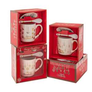 Festive Christmas Mug Set with Plate and Spoon
