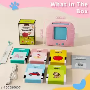 Talking Flash Cards - 112 Interactive Learning Cards for Toddlers (Pink)