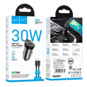 Hoco NZ16 Car Charger Set | 30W PD Fast Charging | Metal Body + Type-C to Type-C Cable (1m) | 12-Month Warranty