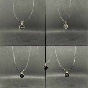 Elegant Zodiac Sign Pendant Necklace – Black Enamel & Gold Finish (12 Signs)