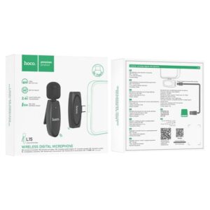 Hoco L15 Crystal Wireless Lavalier Microphone – Type-C, Noise Reduction, 15m Range