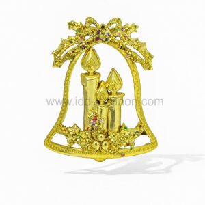 Gold Christmas Bell Ornament with Candles – 18cm x 14cm