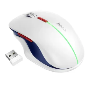 Hoco GM40 Dixon RGB Wireless Mouse (White) | Rechargeable Dual Mode | Guaranteed 1-Year Warranty