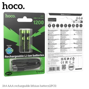 Hoco JA4 AAA Rechargeable Lithium Battery (2PCS) | 1.5V Constant Output & USB-C Direct Charge