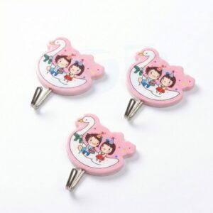 Pink Swan Wall Hooks (Set of 3) | Strong 3KG Load & Drill-Free Mount