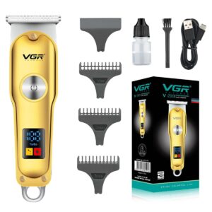 VGR V-290 Professional Hair Trimmer | Gold T-Blade Zero Gap Clipper | LED Display & Turbo Mode