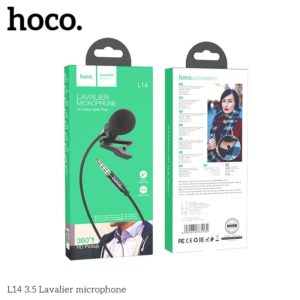 Hoco L14 3.5mm Lavalier Microphone | Hi-Fi Audio for Camera & Laptop | 2 Meter Cable