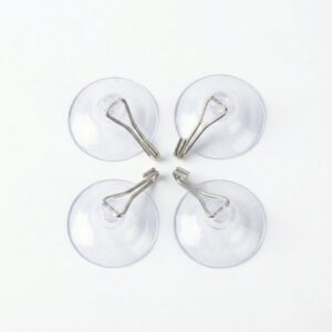 Clear Suction Cup Hooks (Set of 4) | Strong Grip for Glass & Tile | Reusable