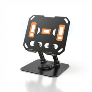 360° Rotating Metal Desktop Stand | Foldable Tablet & Phone Holder | Anti-Wobble Base