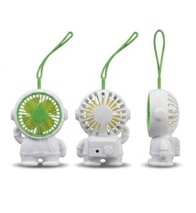 Astronaut Mini Fan: 2-in-1 Portable Desktop & Handheld Fan with Hanging Lanyard (USB Rechargeable)