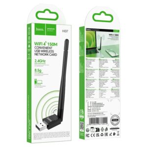 Hoco HI37 USB Wireless Network Card – 150Mbps Wi-Fi 4 Adapter with High-Gain Antenna