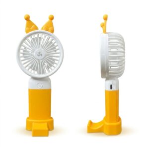 Kitty Ear Fan: 3-Speed 2-in-1 Portable Desktop Cooling Fan with Phone Holder Base (USB Rechargeable)