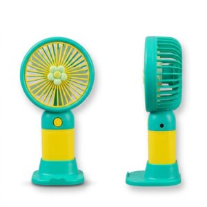 Flower Mini Handheld Fan: 2-in-1 Portable Desktop Cooling Fan with Phone Holder Base (USB Rechargeable)