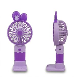 Rabbit Ear Fan: 2-in-1 Portable Desktop Cooling Fan with Phone Holder Base (USB Rechargeable)