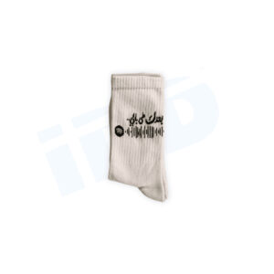 Baadak Ala Bali Crew Socks: Premium Ribbed Cotton Athletic Socks with Arabic Typography & Interactive Music Waveform