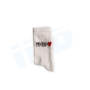 Me + You Crew Socks: Premium Ribbed Cotton Athletic Socks with Red Heart Math Equation Graphic