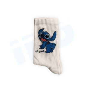 Stitch Crew Socks: Premium Ribbed Cotton Athletic Socks with "Oh Yeah" Graphic Illustration