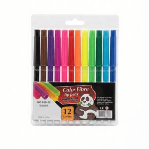 Color Fibre Tip Pens – 12 Vibrant Colors Set with Clear Pouch