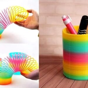Colorful Rainbow Slinky Spring Toys for Kids – Multi-Purpose Pen Holder & Fidget Toy
