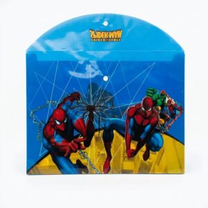Spider-Man Super Hero Plastic Envelope File Folder – Blue A4 Document Holder with Button