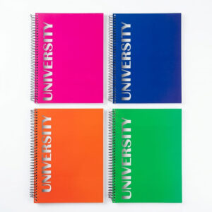 University A4 Spiral Notebook – 144 Sheets, Grid Ruled (Metallic Typography)