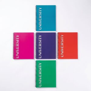 University A4 Spiral Notebook – 96 Sheets, French-Ruled (Metallic Typography)
