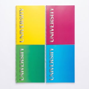 University A4 Spiral Notebook – 48 Sheets, Grid Ruled (Metallic Typography)